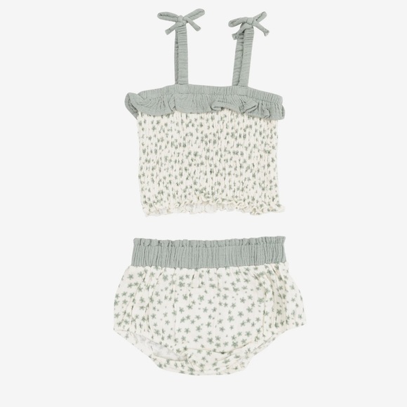 Angel Dear Ruffle Top and Bloomer Set - Jadeite Floral - Picture 1 of 1